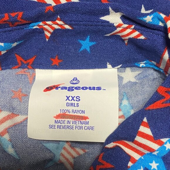 NEW O'Rageous Girls' Patriotic Printed Short Sleeve Cabana Top - Picture 3 of 4